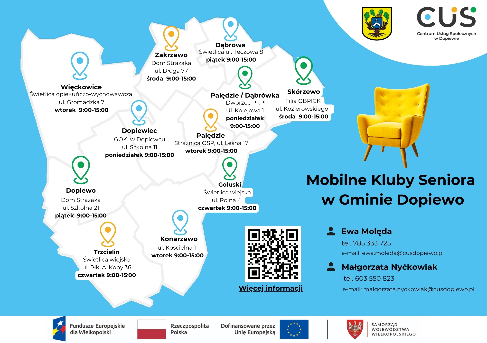 kluby seniora plakat mapy