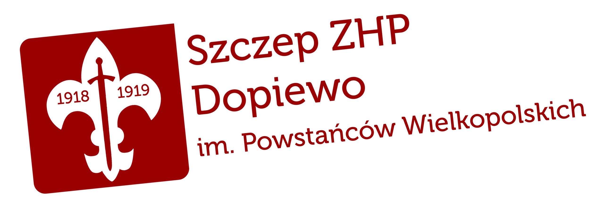 Identyfikaotr Szczep Dopiewo Białe Logo Bordowy Napis